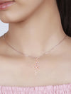 Rose Gold Exquisite Floral Pendant With Link Chain