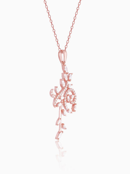 Rose Gold Exquisite Floral Pendant With Link Chain