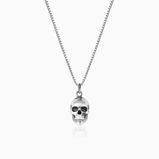 Oxidised Silver Devil's Skull Pendant For Him
