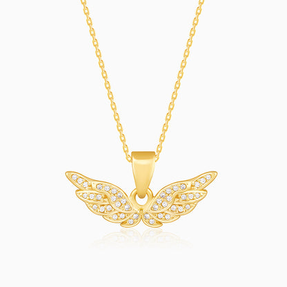 Golden Angel Wings Pendant With Link Chain