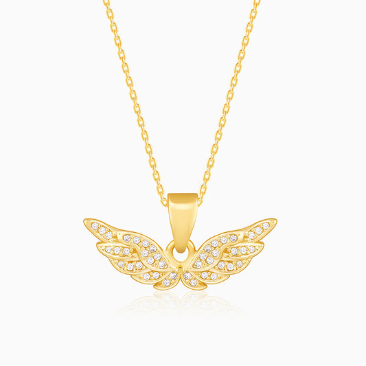 Golden Angel Wings Pendant With Link Chain