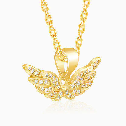 Golden Angel Wings Pendant With Link Chain