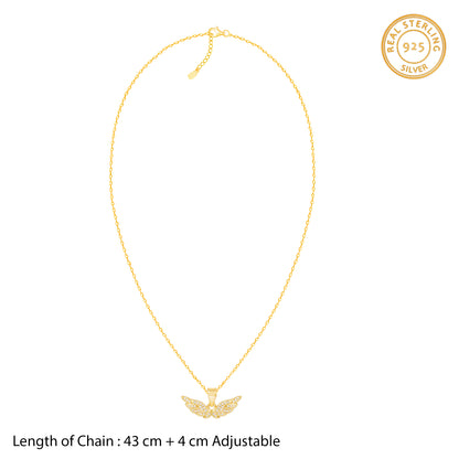Golden Angel Wings Pendant With Link Chain