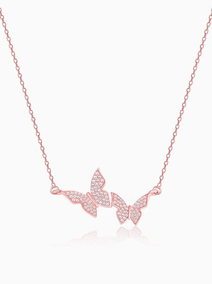 Rose Gold Wavering Wings Necklace