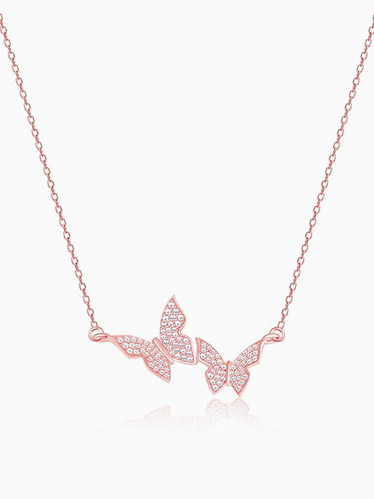 Rose Gold Wavering Wings Necklace
