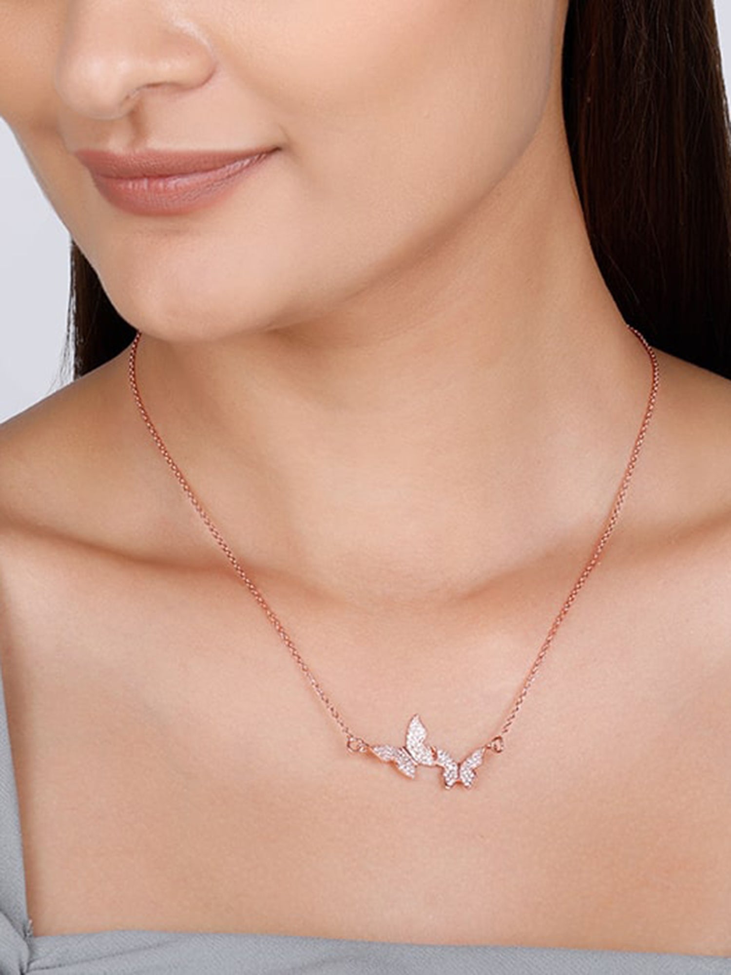 Rose Gold Wavering Wings Necklace