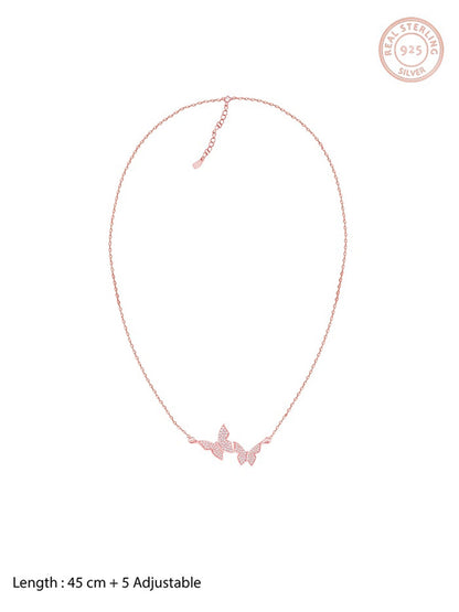 Rose Gold Wavering Wings Necklace