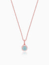Rose Gold Blue Halo Pendant With Link Chain