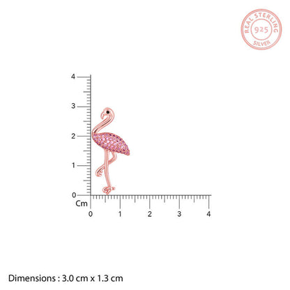 Rose Gold Zircon Flamingo Pendant with Link Chain