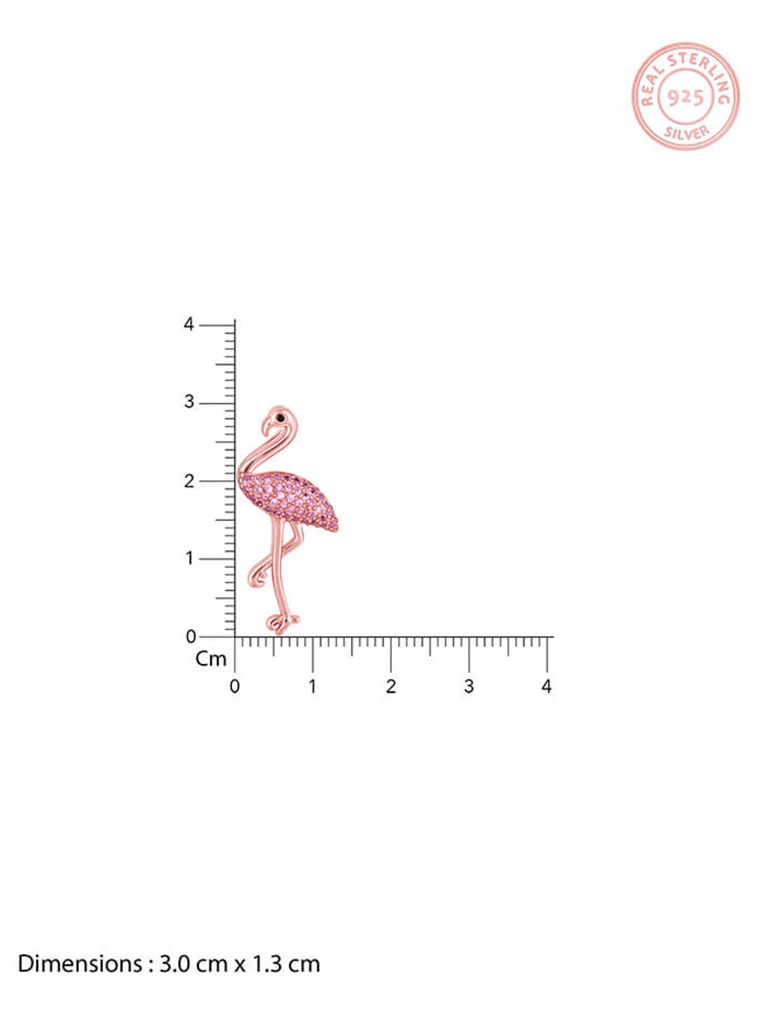 Rose Gold Zircon Flamingo Pendant with Link Chain
