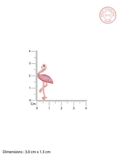 Rose Gold Zircon Flamingo Pendant with Link Chain