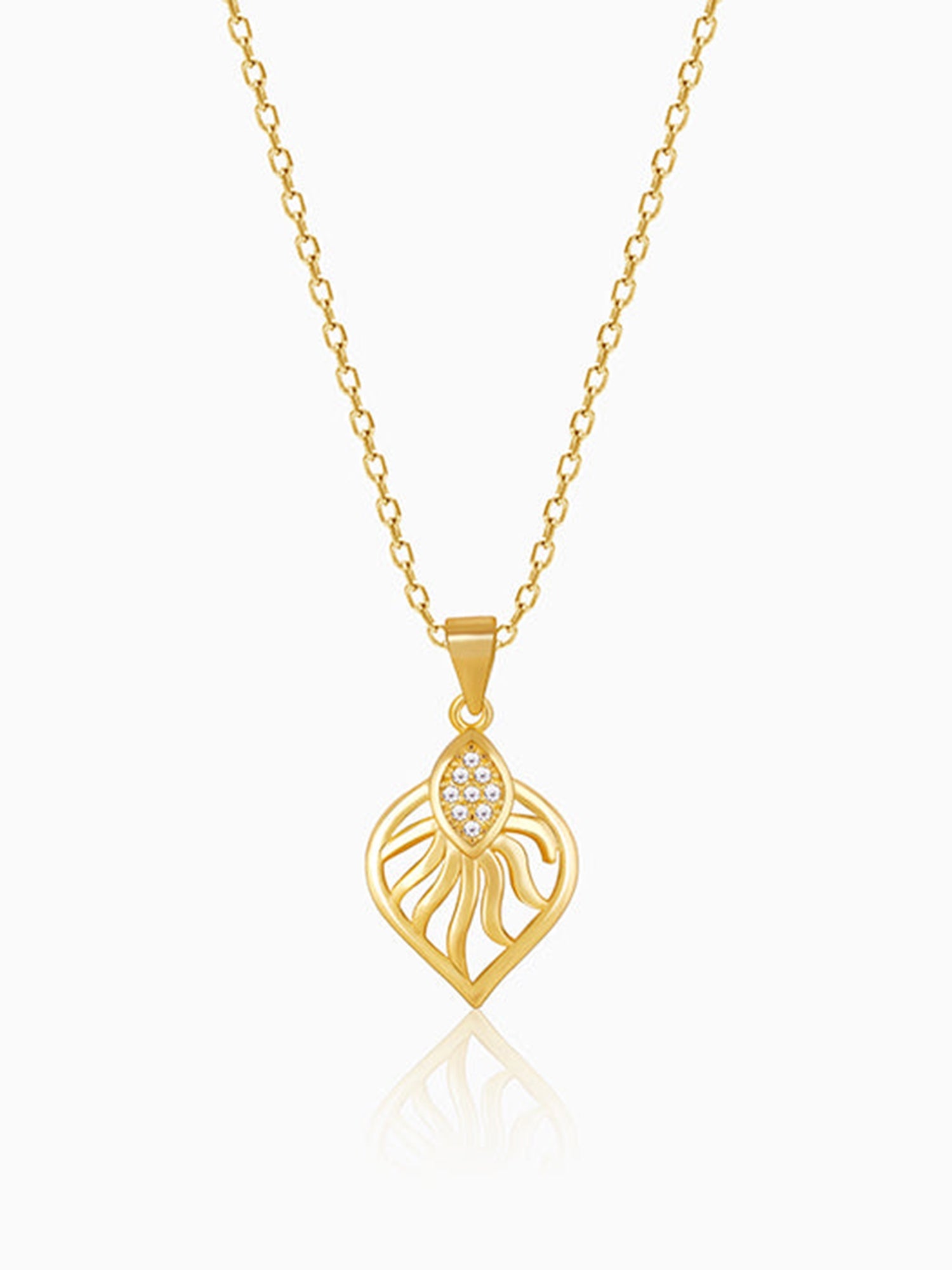 Golden Sun Leaf Pendant With Link Chain