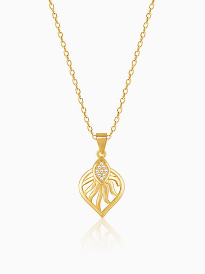 Golden Sun Leaf Pendant With Link Chain