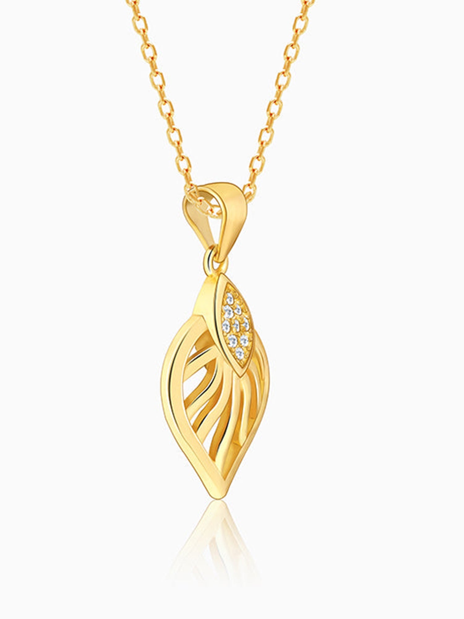 Golden Sun Leaf Pendant With Link Chain