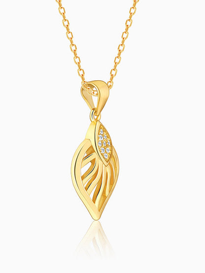 Golden Sun Leaf Pendant With Link Chain