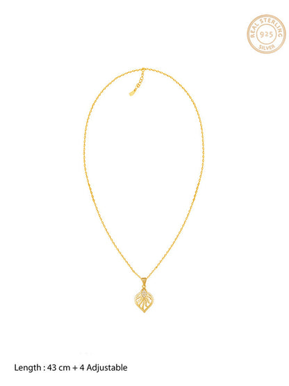 Golden Sun Leaf Pendant With Link Chain