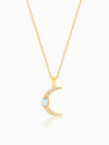Golden Zircon Moon Pendant With Link Chain
