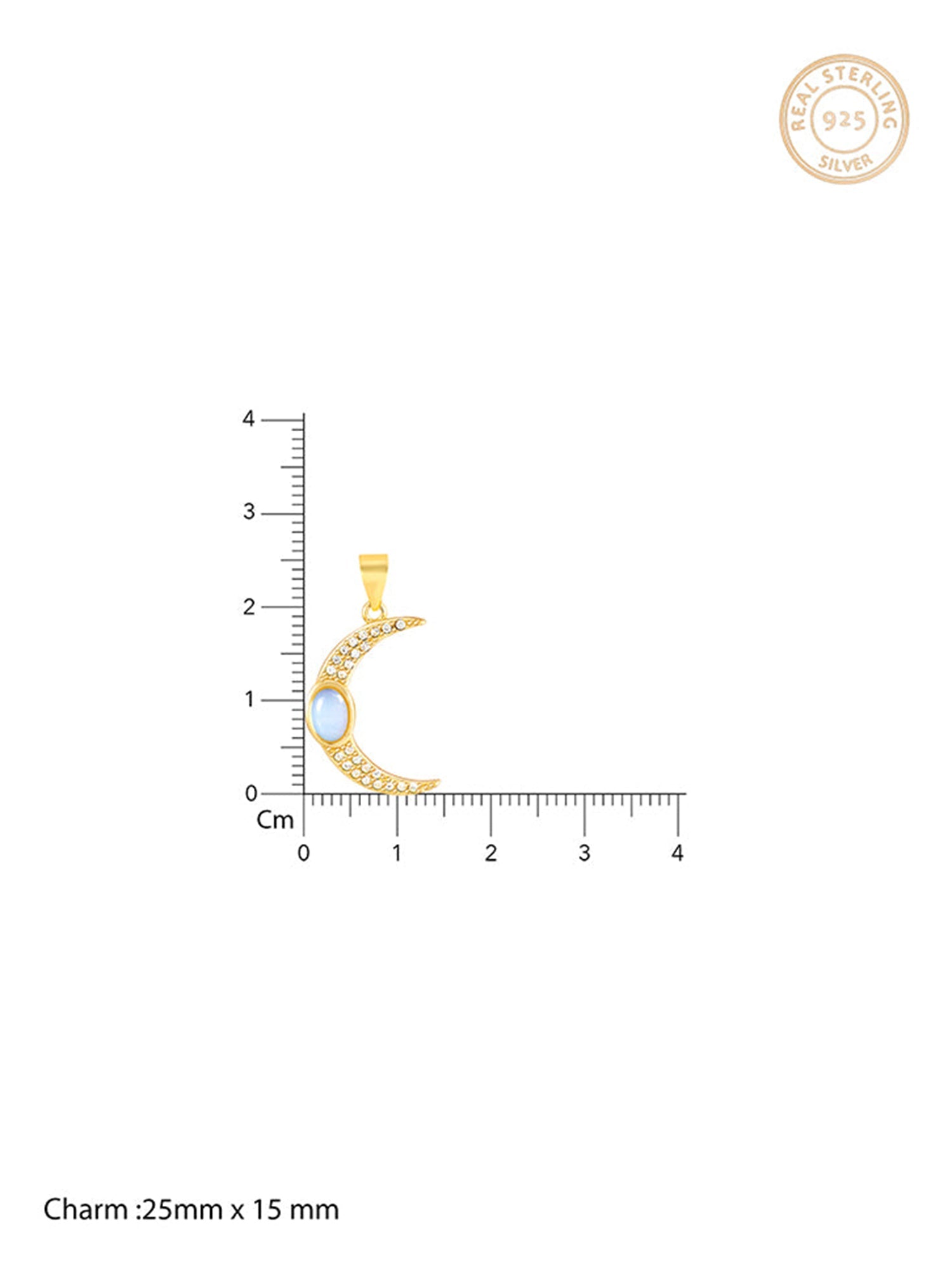 Golden Zircon Moon Pendant With Link Chain