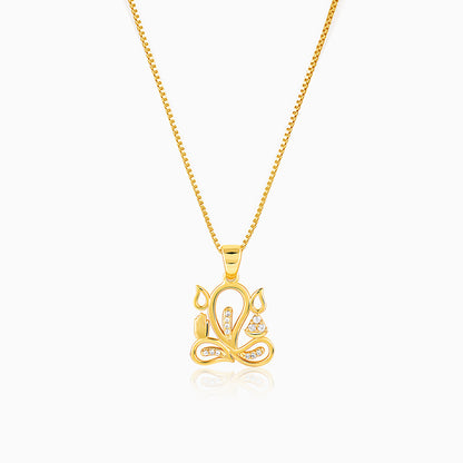 Golden Gleaming Ganesha Pendant With Box Chain For Him