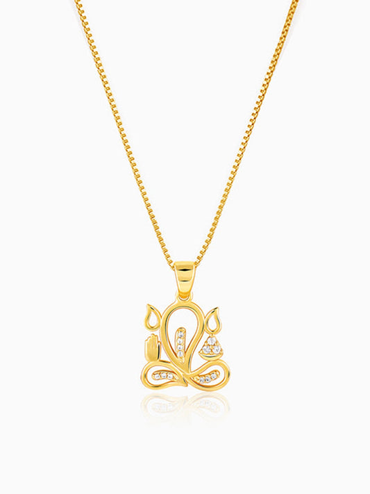 Golden Gleaming Ganesha Pendant With Box Chain For Him