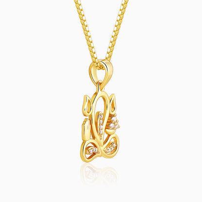 Golden Gleaming Ganesha Pendant With Box Chain For Him