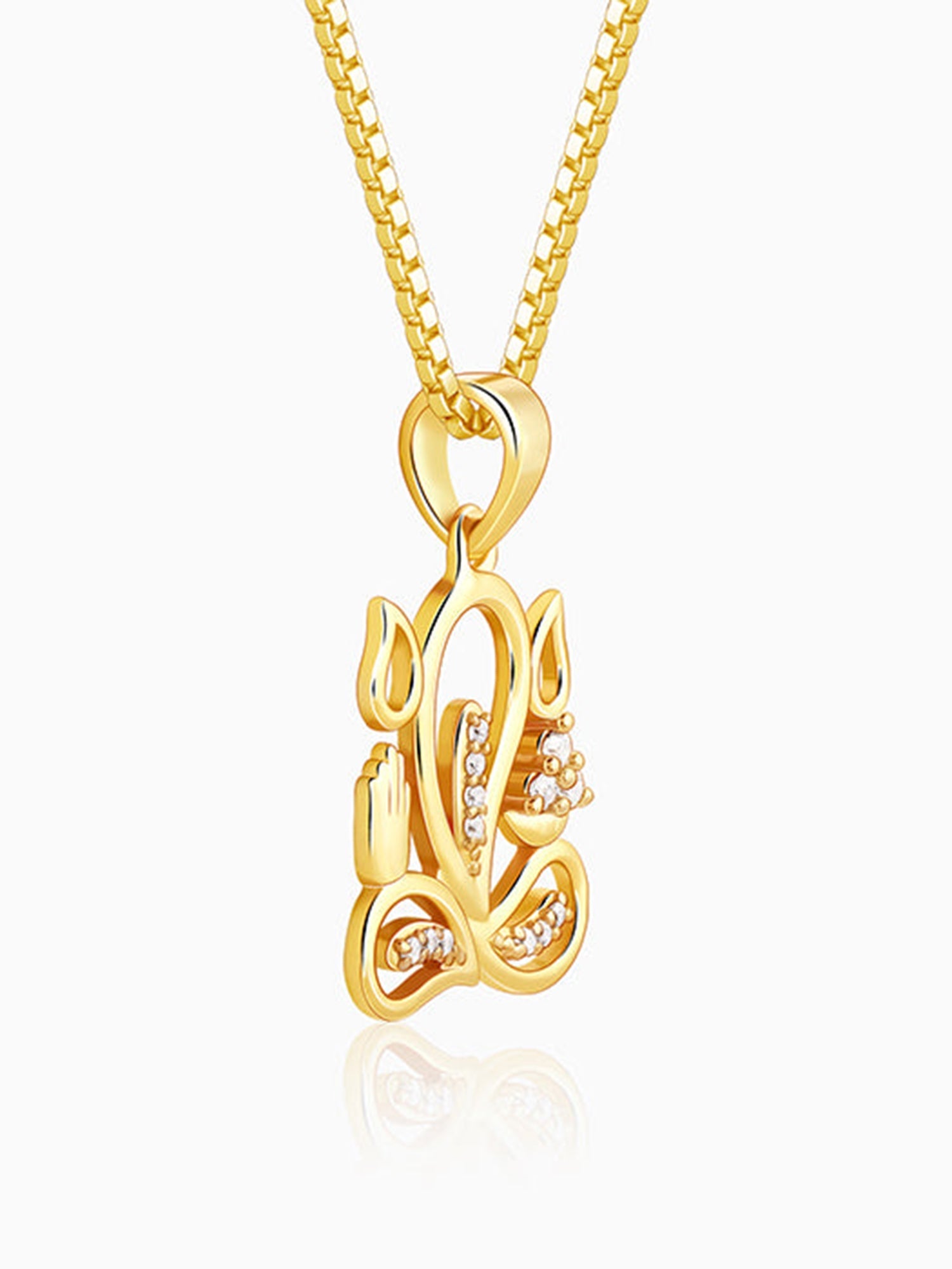 Golden Gleaming Ganesha Pendant With Box Chain For Him
