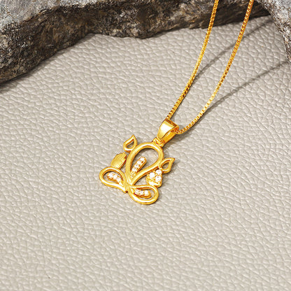 Golden Gleaming Ganesha Pendant With Box Chain For Him