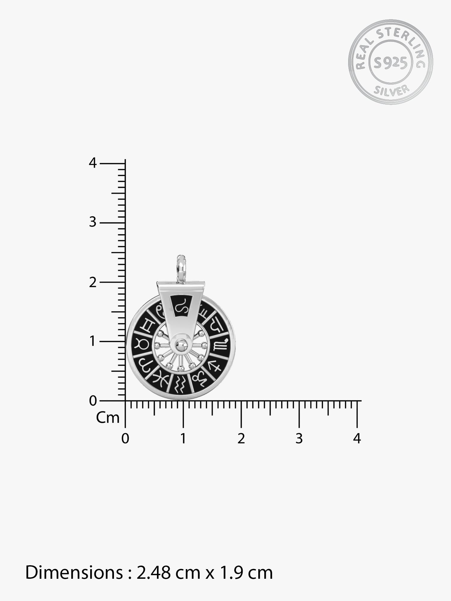 Oxidised Silver Zodiac Spin Pendant With Box Chain For Him