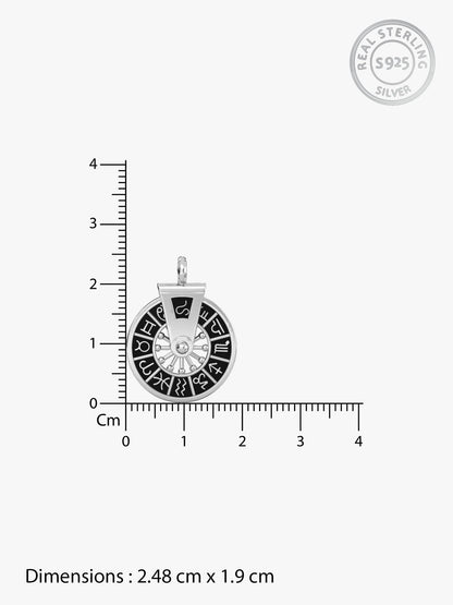 Oxidised Silver Zodiac Spin Pendant With Box Chain For Him
