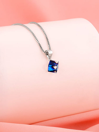 Silver Mystic Prism Pendant with Box Chain