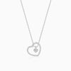 Silver Dazzling Zircon Heart Pendant With Link Chain