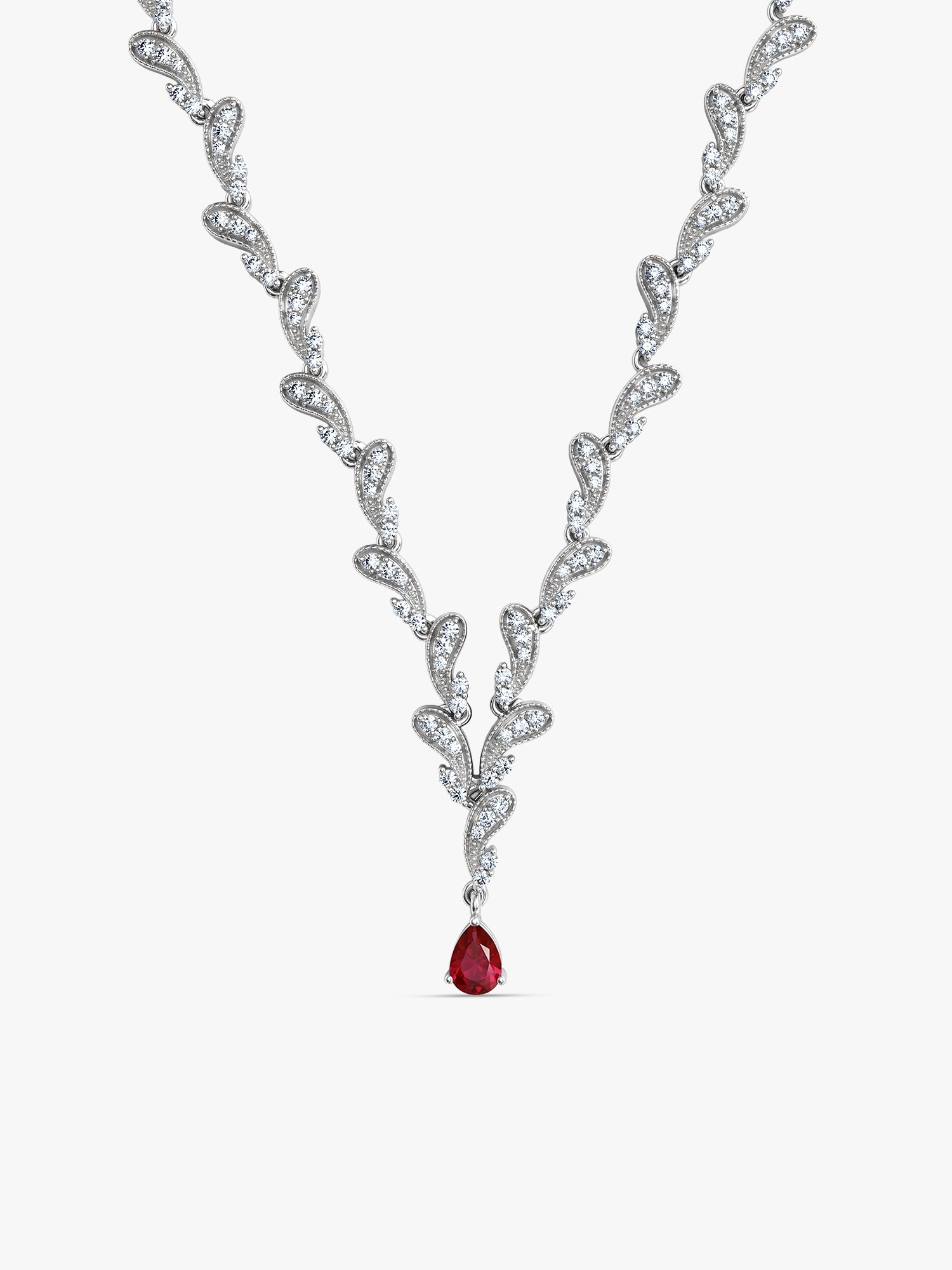 Silver Ruby Detail Necklace