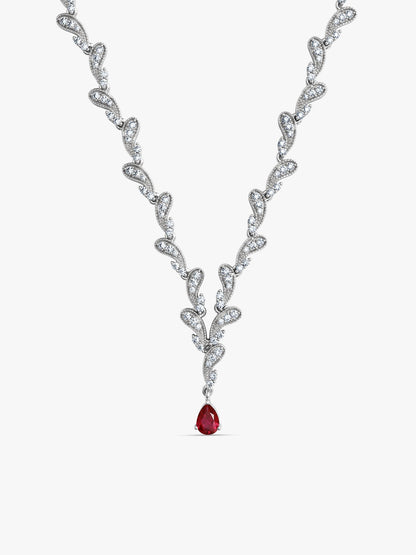 Silver Ruby Detail Necklace