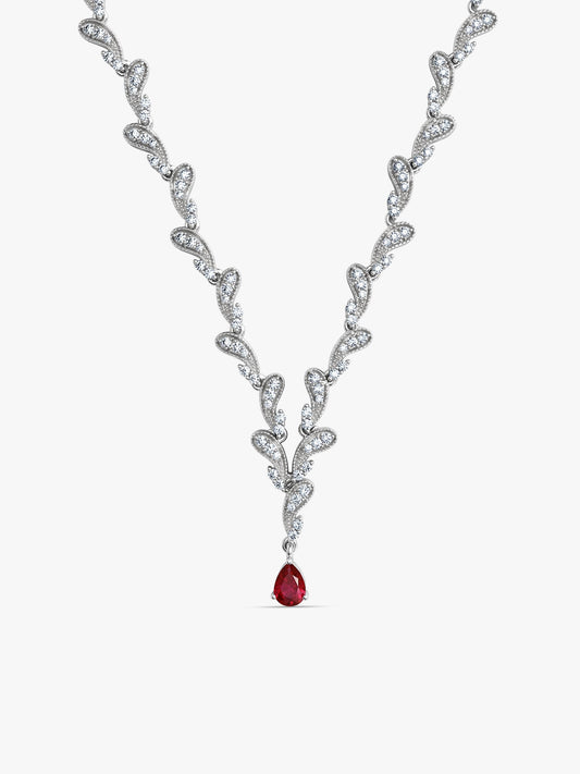 Silver Ruby Detail Necklace