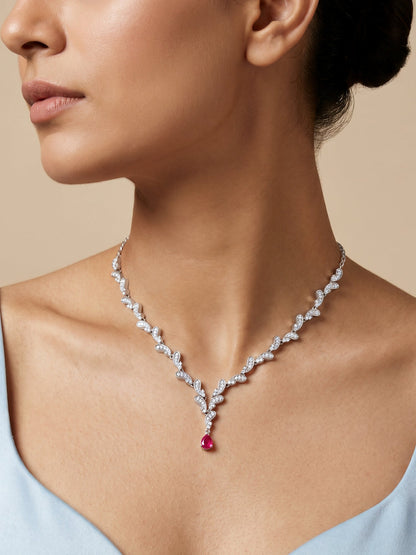 Silver Ruby Detail Necklace