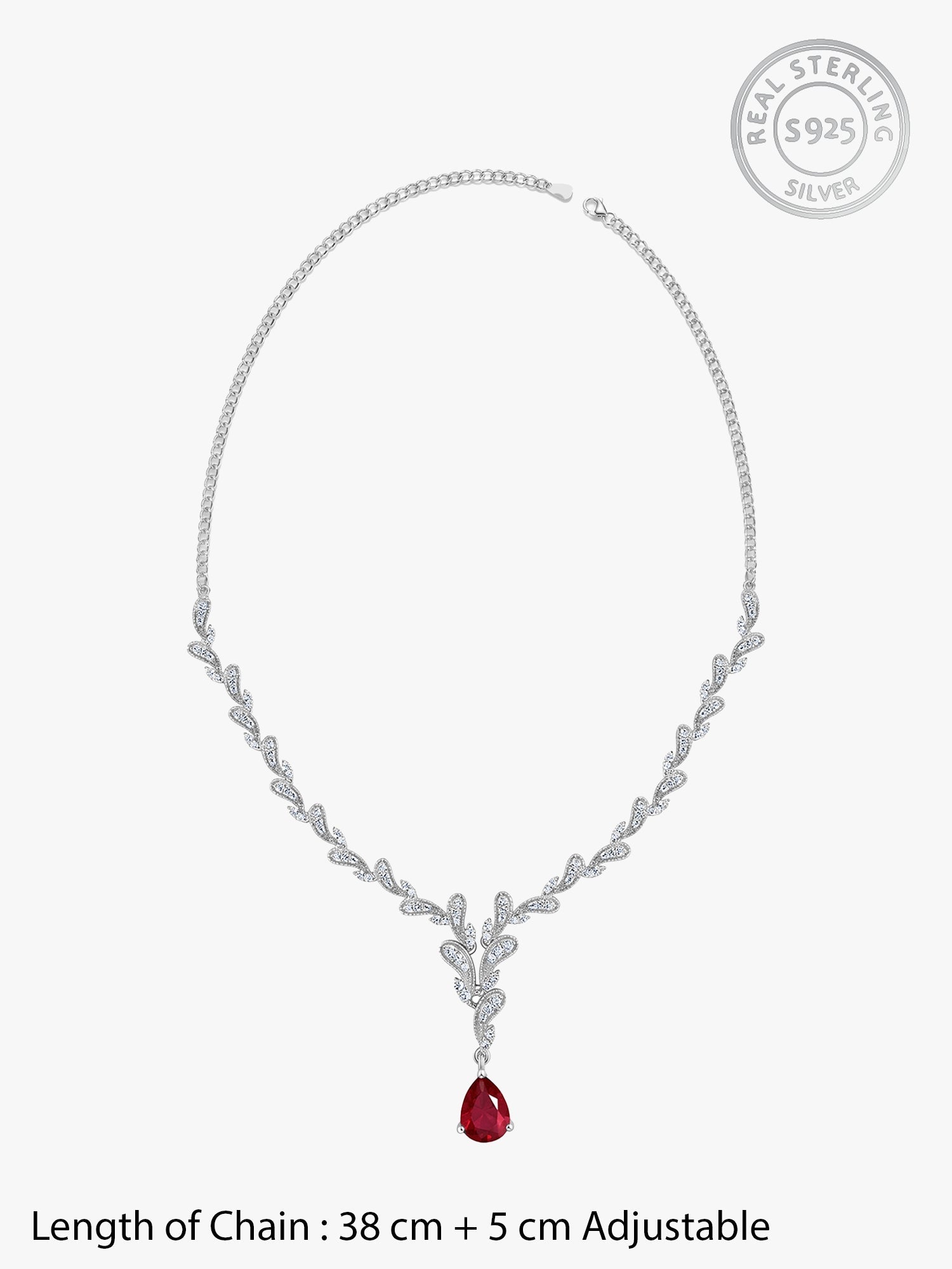 Silver Ruby Detail Necklace