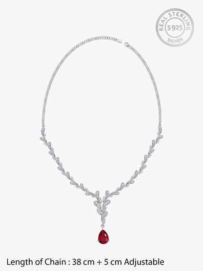 Silver Ruby Detail Necklace