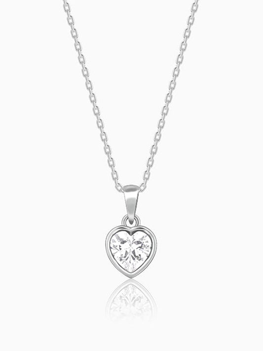 Silver Coeur Pendant with Link Chain