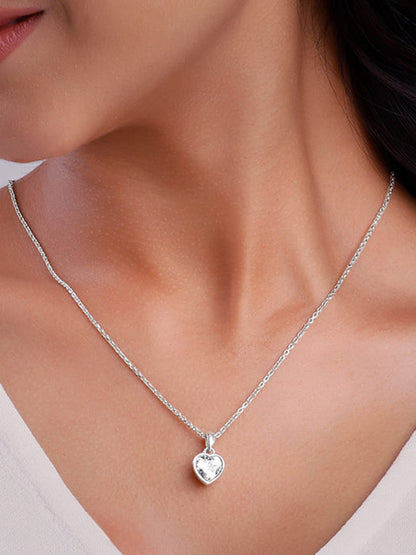 Silver Coeur Pendant with Link Chain