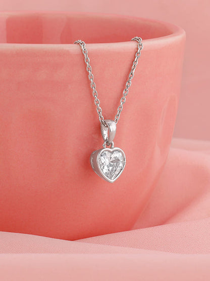 Silver Coeur Pendant with Link Chain