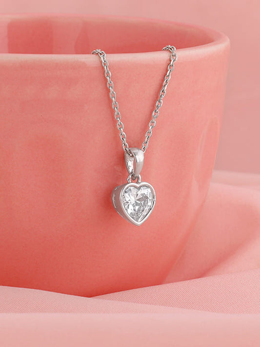 Silver Coeur Pendant with Link Chain