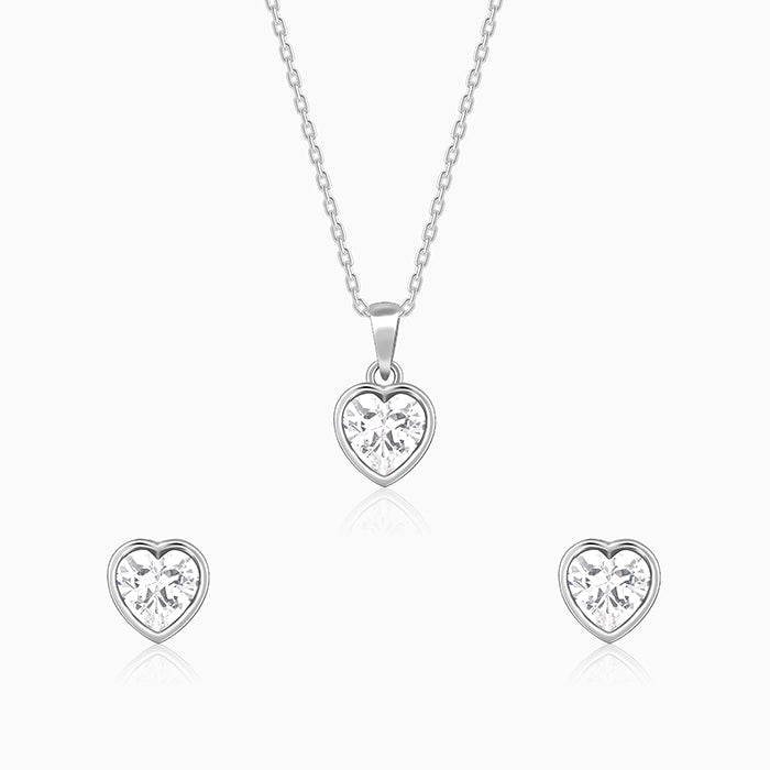 Silver Coeur Set with Link Chain - Image 1