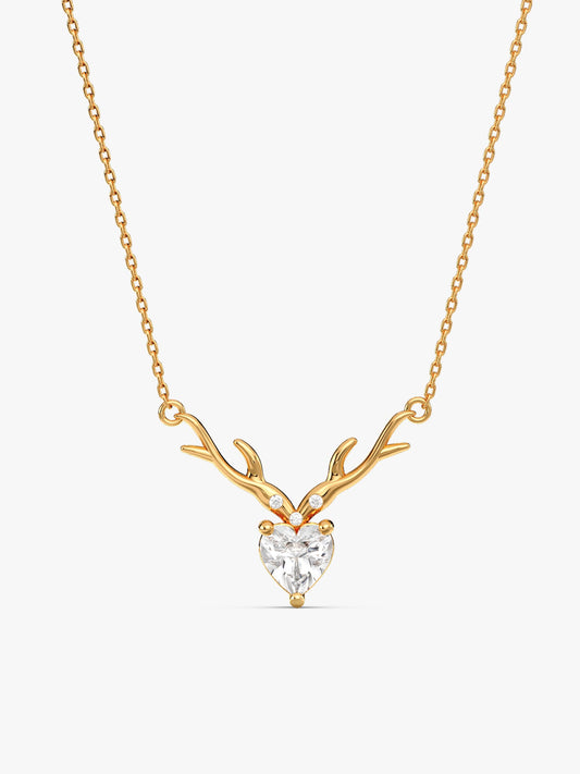 Silver Deer Heart Necklace