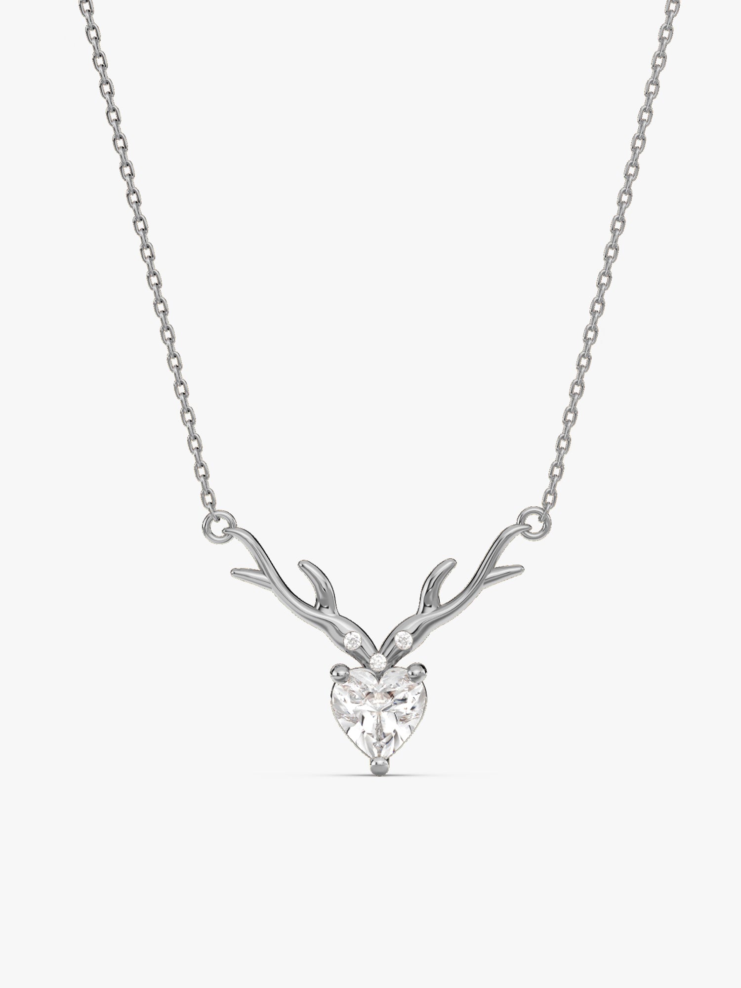 Silver Deer Heart Necklace