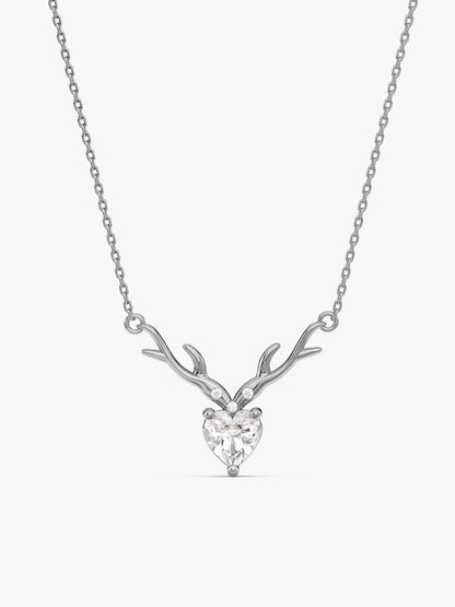Silver Deer Heart Necklace
