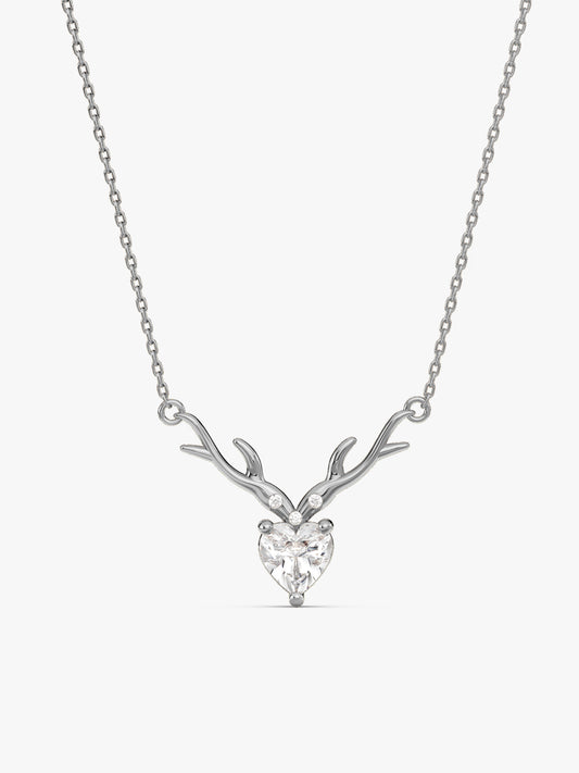 Silver Deer Heart Necklace