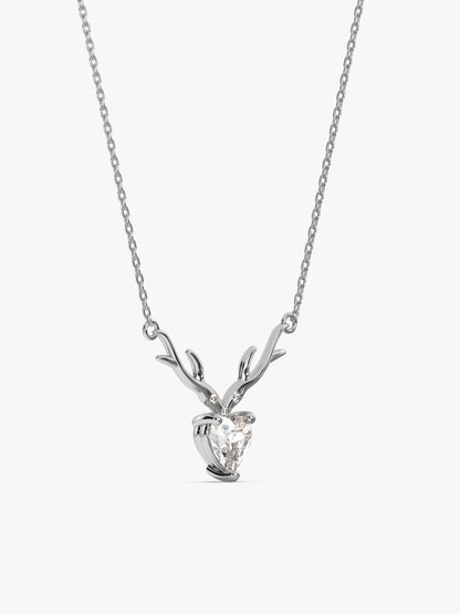 Silver Deer Heart Necklace