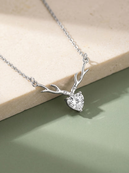 Silver Deer Heart Necklace