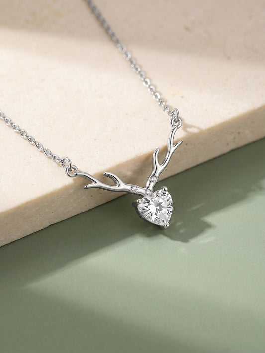 Silver Deer Heart Necklace