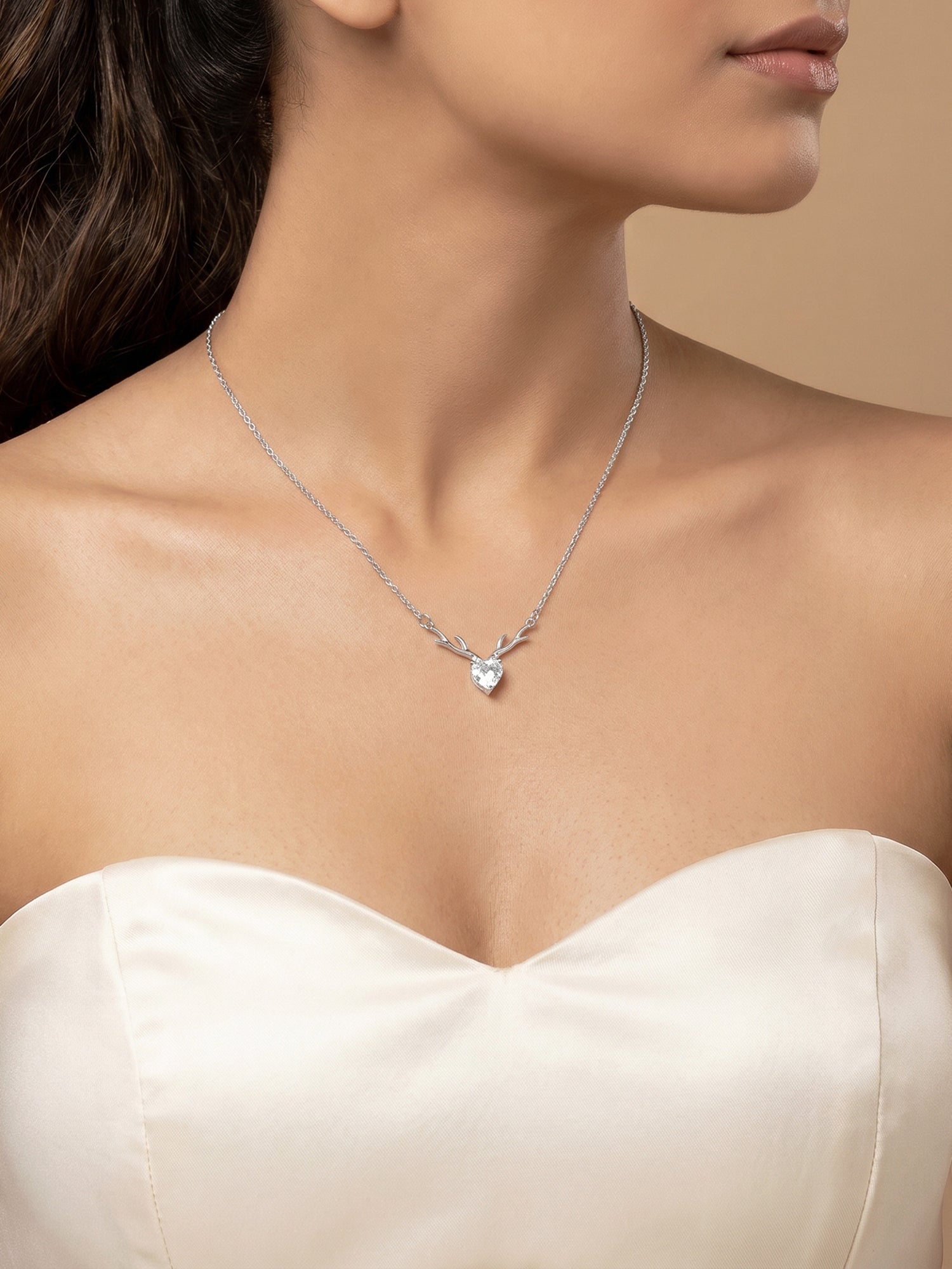 Silver Deer Heart Necklace